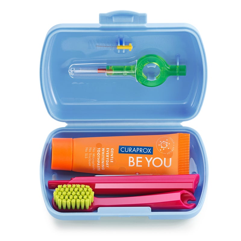 CURAPROX Travel Set Blue I Includes CS 5460 Travel Toothbrush, 10ml Be You Toothpaste, CPS Prime 07 & 09 Interdental Brushes I Compact Oral Care Kit for On-the-Go - Image 2